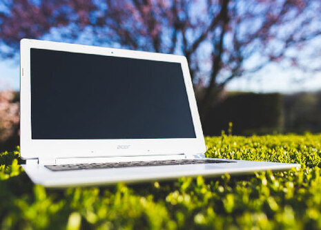 Laptop auf der Wiese